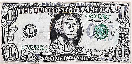 Dollar by Manuel Ocampo - Auction record, sale price, and art valuation. Compare with similar artists and explore comparable artworks.