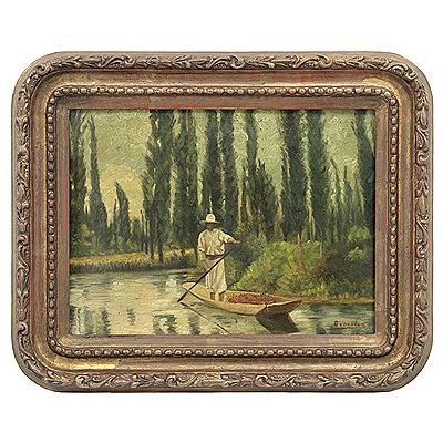 CAMPESINO IN A TRAJINERA by German Gedovius - Auction record, sale price, and art valuation. Compare with similar artists and explore comparable artworks.