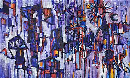 Purple Scene (diptych)