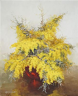Wattle and Red Vase