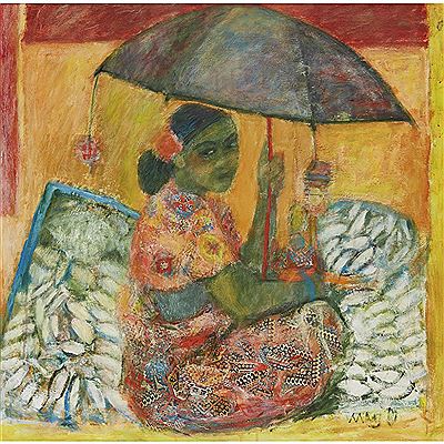 Sample artwork by Marj Bond (Born 1939), known for impressionist figure, landscape painting - View similar artists and auction records