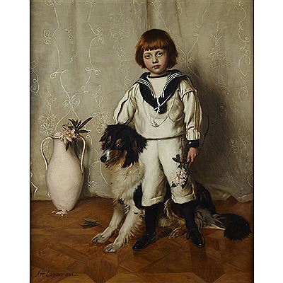 PORTRAIT OF PATRICK, SON OF SIR DAVID CHALMERS, AND HIS DOG