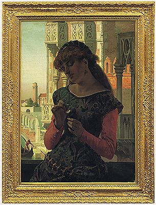 Giovane donna sul balcone a Venezia