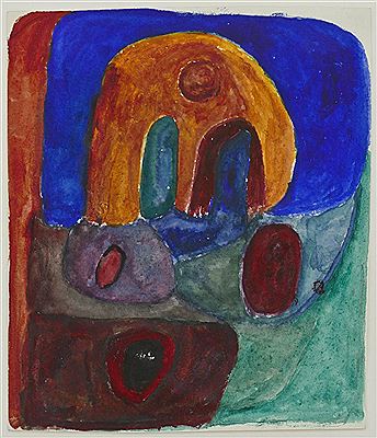 Two Works: Untitled Landscape with Owl and Untitled Abstract