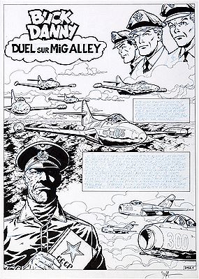 Buck Danny, planche n°1 de l'épisode "Duel sur Mig Alley" publié aux Editions Dupuis-Zéphyr en 2014.