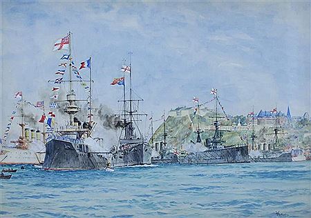 Warships below Quebec City by William George Whittington - Auction record, sale price, and art valuation. Compare with similar artists and explore comparable artworks.