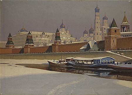 The Moscow Kremlin in Winter by Mikhail Markianovich (Bubelo) Germachev - Auction record, sale price, and art valuation. Compare with similar artists and explore comparable artworks.