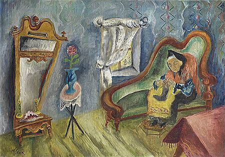 Interior with Woman Knitting