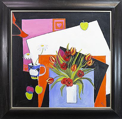 TULIPS AND GREEN APPLES by Rowena Laing - Auction record, sale price, and art valuation. Compare with similar artists and explore comparable artworks.