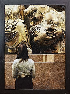 Sample artwork by Richard Whincop (Born 1964), known for paintings of realist style figures view museum objects - View similar artists and auction records