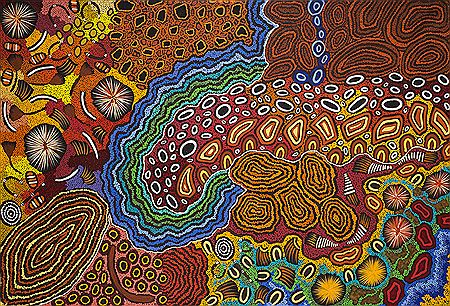 Sample artwork by Damien Marke Tjangala (Born 1967), known for aboriginal art - View similar artists and auction records