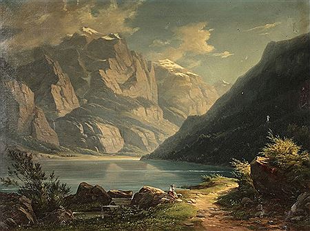 Paysage au lac en montagne
