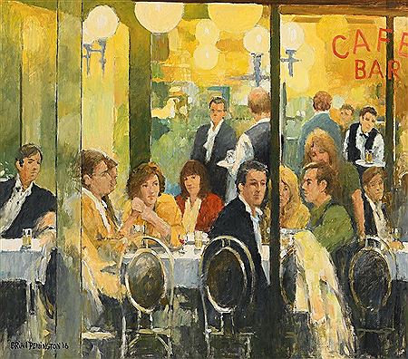 Cafe Bar by Brian Dennington - Auction record, sale price, and art valuation. Compare with similar artists and explore comparable artworks.