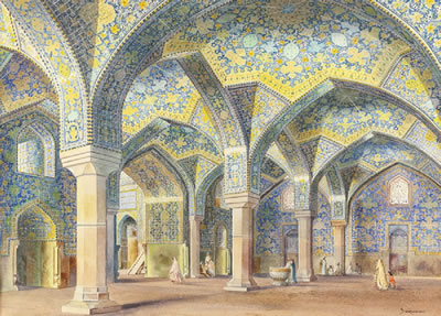 Mosque interior with figures