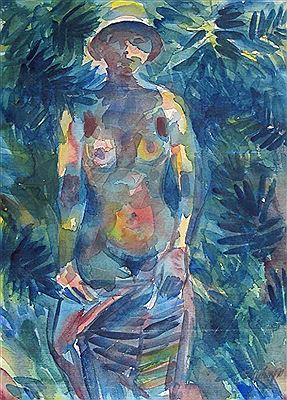 Frauenakt zwischen Blättern by Walter Khuny - Auction record, sale price, and art valuation. Compare with similar artists and explore comparable artworks.