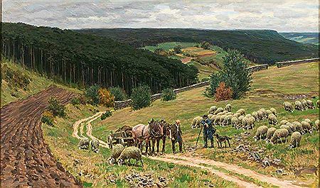 Schäfer mit seiner Herde und Bauer mit Pferdefuhrwerk by Paul Hey - Auction record, sale price, and art valuation. Compare with similar artists and explore comparable artworks.