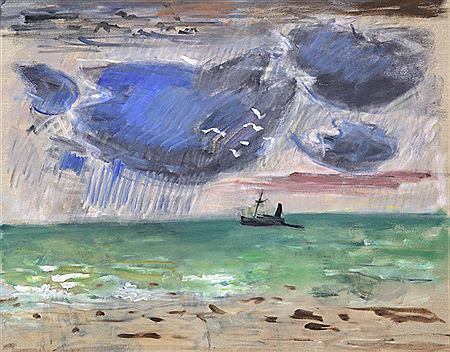 Foehn storm - thunderstorm at the lake, ca. 1960