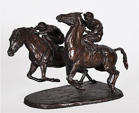 Two Jockeys on Horses Racing