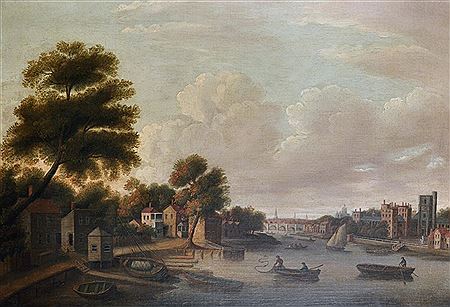 Thames Scene Looking from Southwark towards Lambeth Palace