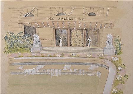 "The Peninsula", Study of the Hotel Entrance by Elyse Parkin - Auction record, sale price, and art valuation. Compare with similar artists and explore comparable artworks.