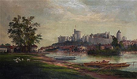 A River Landscape with Windsor Castle and Rowing Boats in the Foreground by Robert Allan - Auction record, sale price, and art valuation. Compare with similar artists and explore comparable artworks.