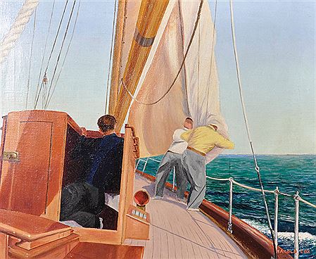 Figures on a Sailing Boat