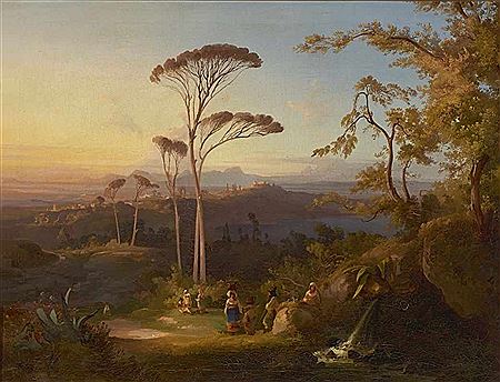 Overlooking Lake Albano at Castel Gandolfo by Conrad Peter Schreiber - Auction record, sale price, and art valuation. Compare with similar artists and explore comparable artworks.
