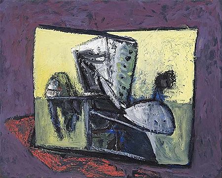 Stilleben violett gelb. 1996