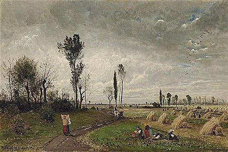 Sample artwork by Karl Buchholz (1849 - 1889), known for tree landscape, farmscenes, buildings painting, ink and pencil drawing - View similar artists and auction records