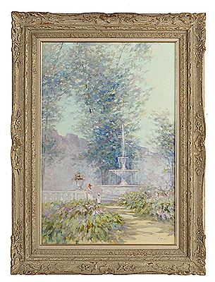 "Mother and Child by a Fountain"