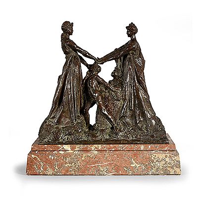 Projet pour le monument de: La Reconnaissance de la Belgique à la France. Inauguré le 14 juillet 1923,à Paris, aujourd'hui place de la Reine Astrid dans le 8e arrondissement.