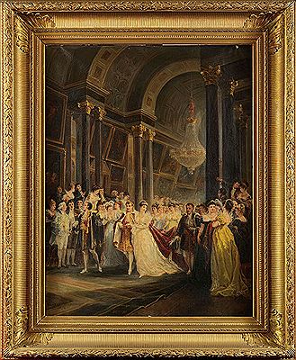 Cortège nuptial de l’Empereur Napoléon Ier et et de l’Impératrice Marie-Louise d’Autriche traversant la grande galerie du Louvre le 2 avril 1810