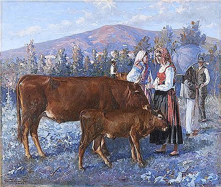 Paisagem com minhotos e bois by Fausto Goncalves - Auction record, sale price, and art valuation. Compare with similar artists and explore comparable artworks.