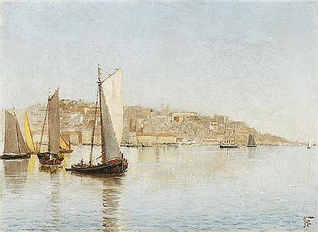 Marinha com paisagem do rio Tejo e Lisboa ao fundo