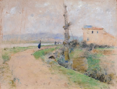 Strada di campagna con figura