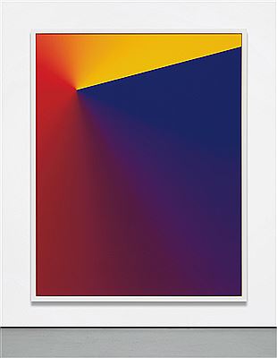 Photoshop CS: 84 by 66 inches, 300 DPI, RGB, square pixels, default gradient, "Blue, Red, Yellow" (turn reverse off), mousedown x=4000 y=5350, mouse up x=20000 y=1200 by Cory Arcangel - Auction record, sale price, and art valuation. Compare with similar artists and explore comparable artworks.