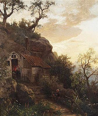 Abendstimmung vor dem Haus