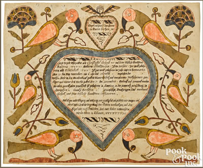 Fraktur for Christoffel Scheff, born 1783 by Christian Mertel - Auction record, sale price, and art valuation. Compare with similar artists and explore comparable artworks.