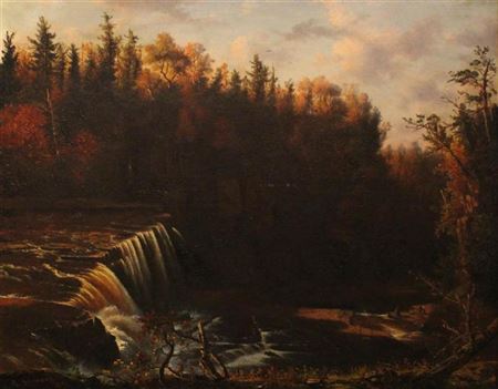 AUTUMN LANDSCAPE WITH WATERFALL