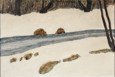 Untitled (river through snowy woods)