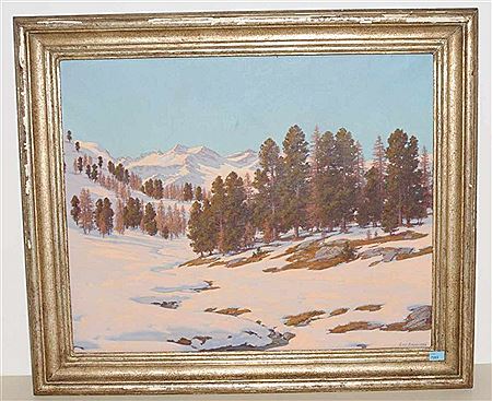 Sonniger Wintertag, 1946 by Emil Bauer - Auction record, sale price, and art valuation. Compare with similar artists and explore comparable artworks.