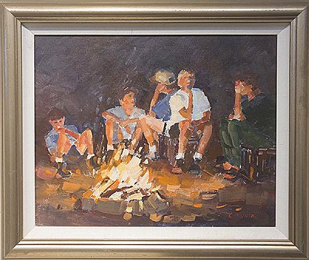 Boys Around Campfire by Carleen Muniz - Auction record, sale price, and art valuation. Compare with similar artists and explore comparable artworks.