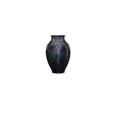 Exceptional, rare, and large French Red vase with peacock feathers (uncrazed)