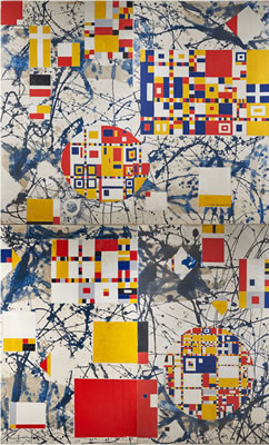 Massive untitled four-panel painting, 1970s