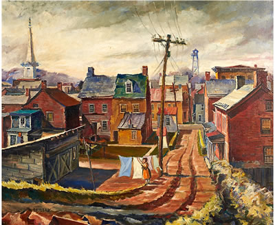 Sample artwork by Joseph James Crilley (1920 - 2008), known for landscape, marine and street scene painting - View similar artists and auction records