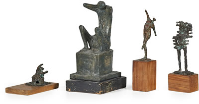 Four works of art: Born of Clay, ca.1963, two Untitled ca. 1961 and Relámpago (Lightning), ca. 1963