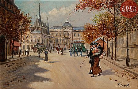 Paris, rue animée près de la Sainte-Chapelle