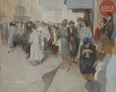 Sample artwork by Edgar Chahine (1874 - 1947), known for figure painting, etching, scenes of venice - View similar artists and auction records