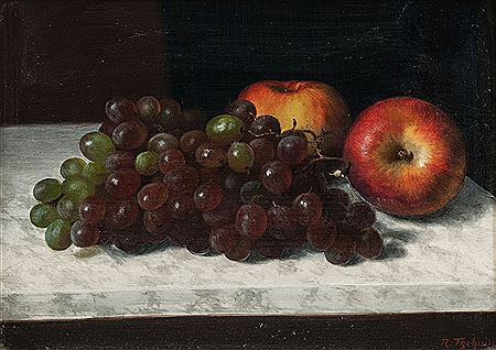 Still life with grapes and apples
