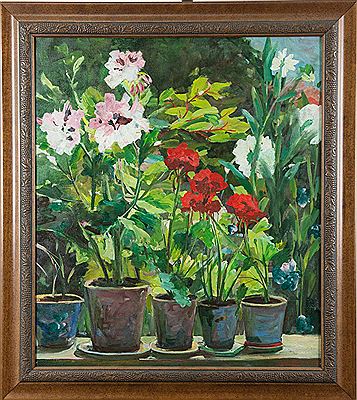 Potted Flowers by Hakob Karapetovich Kojoyan - Auction record, sale price, and art valuation. Compare with similar artists and explore comparable artworks.
